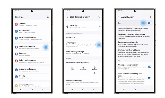 Samsung Galaxy'nin Otomatik Engelleyici ve Mesaj Koruması özellikleri siber tehditlere karşı etkili koruma sağlıyor